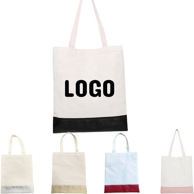 Linen Shopping Tote Bag With PU Base