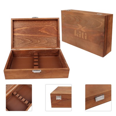 Wooden Steak Knife Storage Box W/ Snap Closure