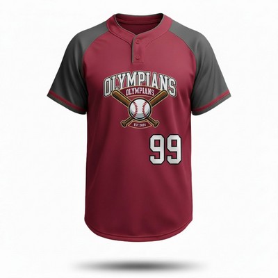 Men's Sublimated 2 Button Baseball Jersey 200G Interlock