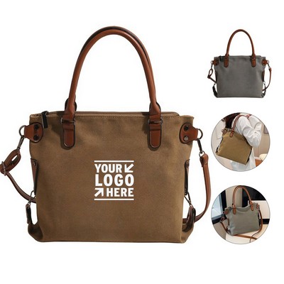 Spacious Diagonal Strap Canvas Tote