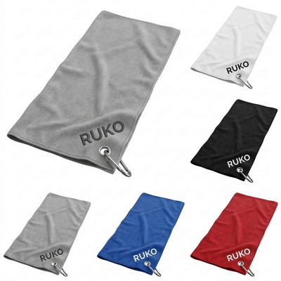 12 x 36" Eco-Friendly rPET Sublimated Microfiber Velour Golf Towel with Grommet
