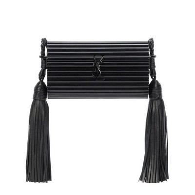 Saint Laurent Black Plexiglass Minaudiere Opium Box Bag