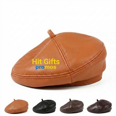 Leather Beret Hat