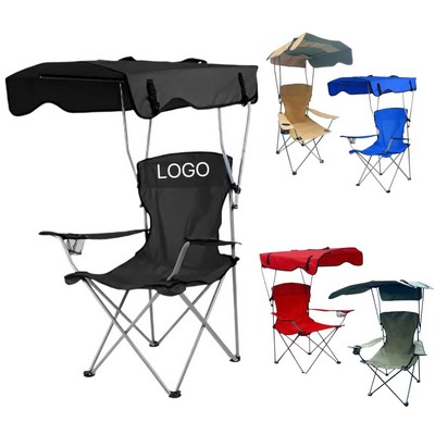 Custom Portable Carbon Steel Foldable Outdoor Camping Fishing Chair With Canopy