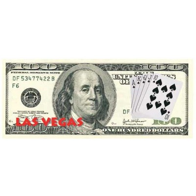Las Vegas Royal Flush $100 Bill Magnet w/ Strip Magnet (12 Square Inch)