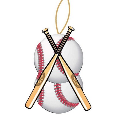 Baseballs & Bats Promotional Ornament w/ Black Back (8 Square Inch)