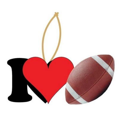 I Love Football Promotional Ornament w/ Black Back (6 Square Inch)