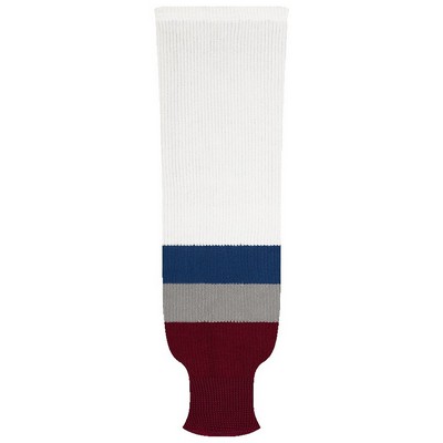 Colorado Pro Series White & Maroon Home Socks w/Blue & Gray Stripe
