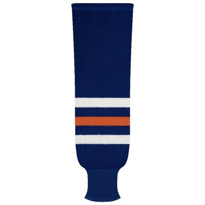 Edmonton Pro Series Custom Blue Away Socks w/White & Orange Stripes