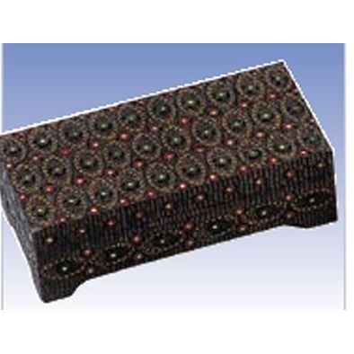 Large Traditional Wood Box w/Burning Oval Pattern (9 3/8"x4 5/8"x3 1/8")