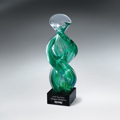 Spiral Art Glass on Black Glass Base
