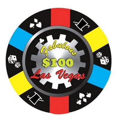 Las Vegas $100 Poker Chip Maxi Magnet (3 Square Inch)