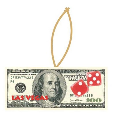 Las Vegas Dice $100 Bill Ornament w/ Clear Mirrored Back (2 Square Inch)