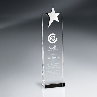 Silver Star Topped Optic Crystal Tower (Large)