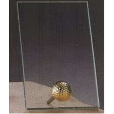 Clear Glass Plaque Award w/Gold Golf Accent & Gold Plastic Mounts (7"x9.5")