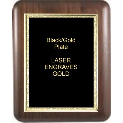 Walnut Elliptical Edge 6" x 8" Plaque - W/ 4" x 6" Black/Gold Florentine Plate