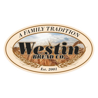 Oval Sticker | 4" x 7" | White Vinyl | Ultra Removable Adh Back | Digital
