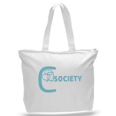 Heavy Jumbo White Canvas Tote--20x15x5--1-Color Imprint