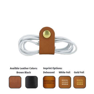 Full-Grain Leather Cord Organizer- Made in USA- tech snap