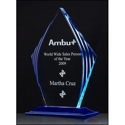 Flame Series Acrylic Award w/Blue Accented Upright & Base (6.75"x 9.75")