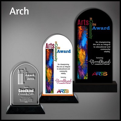 11" Arch Clear Budget Acrylic Award on Black Base