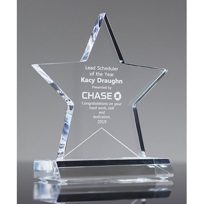 Acrylic Star Award With Base, Clear, Medium (6" x 6-3/4")
