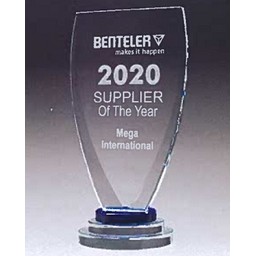 Chalice Series Glass Award w/Blue & Clear Glass Pedestal Base (5"x 9.25")