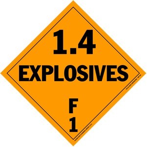 Explosives Class 1.4F Removable Vinyl Placard - 10.75" x 10.75"
