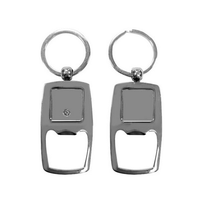 Rectangular Metal Bottle Opener Keyring (1.13" x 2.28")