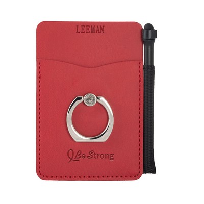 Tuscany Card Holder With Metal Ring Phone Stand And Stylus