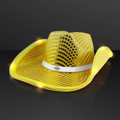 Shiny Gold Cowboy Hat with White Band - PRINTED