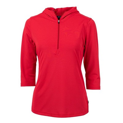 Cutter and Buck Ladies Virtue Eco Pique Recycled Quarter Zip Pullover Hoodie