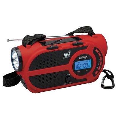Jensen Audio AM/FM Weather Band/Weather Alert Radio w/4-Way Power & Built in Flashlight