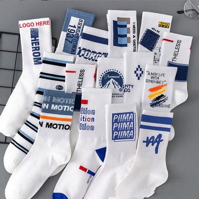 Custom Cotton Sock w/Knit-In Logo