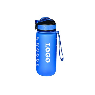 19oz Kids Water Bottle with Straw Leakproof Motivational Bottle with Time Scale