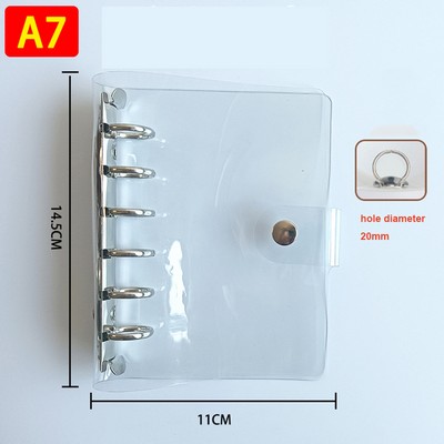 A7 Clear Soft PVC Round Ring Binders, 6-Ring Binder Cover with Snap Button Closure