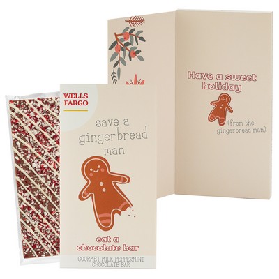 3.5 Oz. Belgian Chocolate Greeting Card Box (Save A Gingerbread Man)- Peppermint Bar