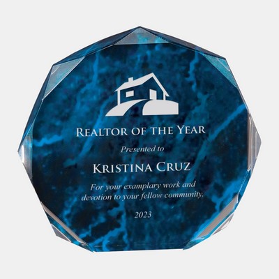 Blue Marble Octagon Acrylic Award (Large)