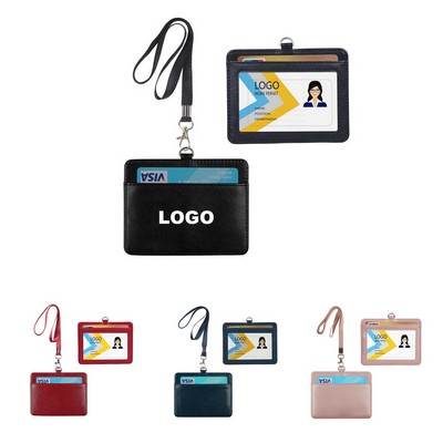 PU Leather ID Badge Holder w/ID Case