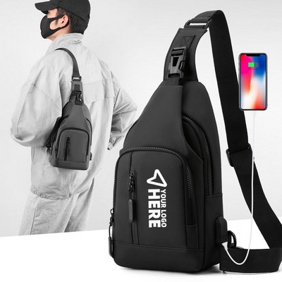 Multifunctional USB Men's Chest Bag Crossbody