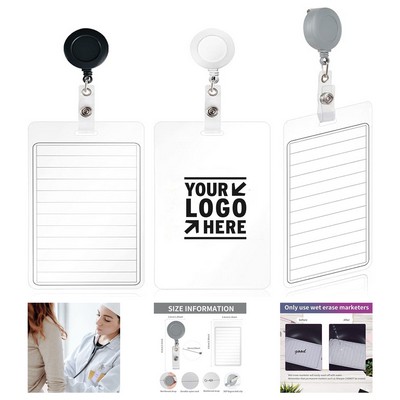 3 x 5" Erasable Notepad Badge with Retractable Clip