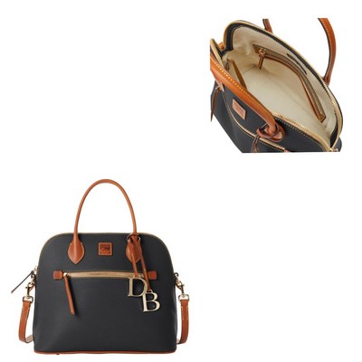 Dooney & Bourke Black Pebble Grain Large Domed Satchel Bag