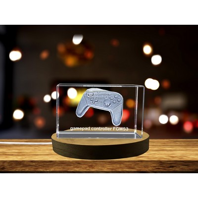 Gamepad Controller 3D Engraved Crystal Trophy w/LED Base Light