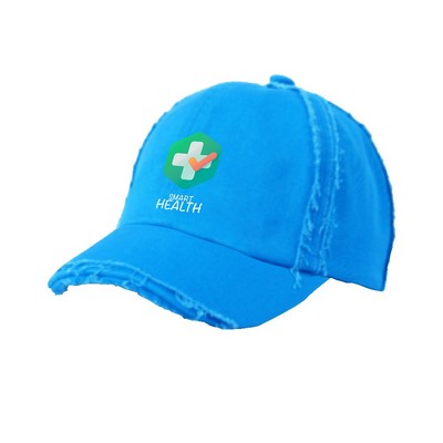 Premium Stock Distressed Cotton 6-Panel Unstructured Cap w/
