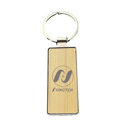 Bamboo Surface Long Square Shape Keychain
