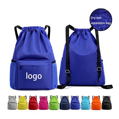 Water-Resistant Sports Backpack with Dry-Wet Separation & Drawstring Closure(14.2"x6.7"x18.5")