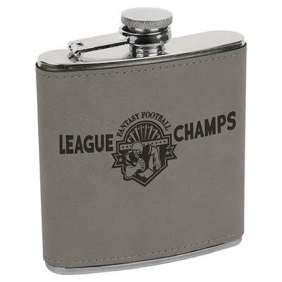 6 oz. Gray Leatherette Stainless Steel Flask