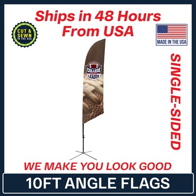 10' Angle Flag - Single Sided w/Chrome X Base - Made in the USA