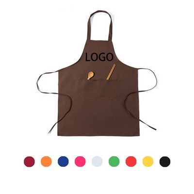 Simple Solid Color Apron Work Uniform.
