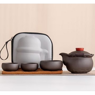 Portable Purple Clay Teapot Set
